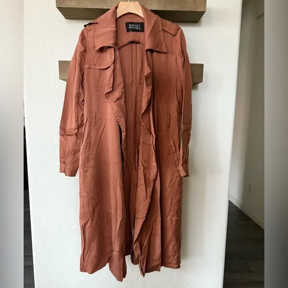 Badgley Mischka Terracotta Trench Coat - Picture 2 of 12